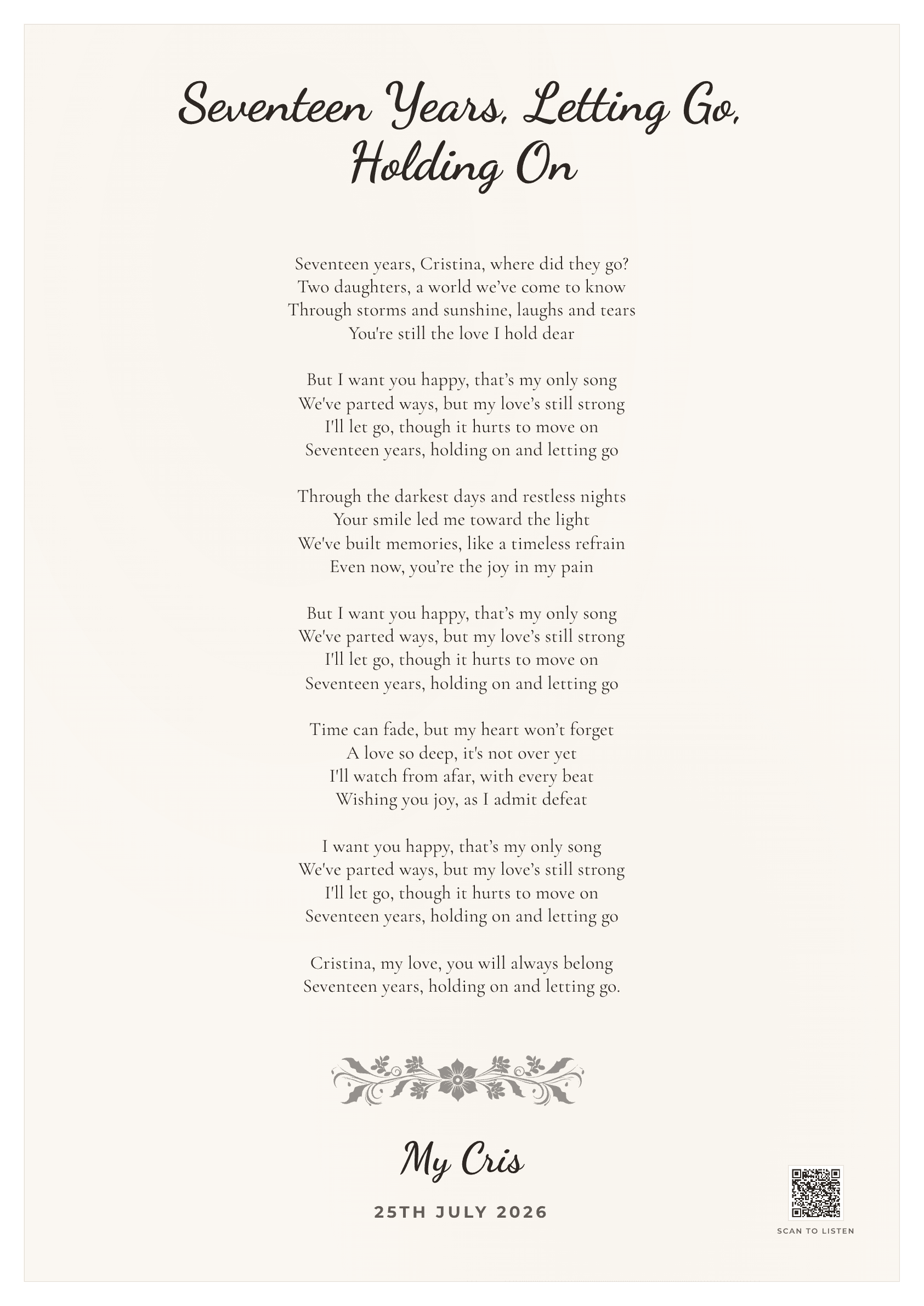 Seventeen Years, Letting Go, Holding On